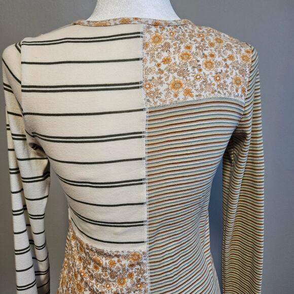 American Eagle Patchwork Floral & Stripe Long Sleeve Top Small - Picture 11 of 11
